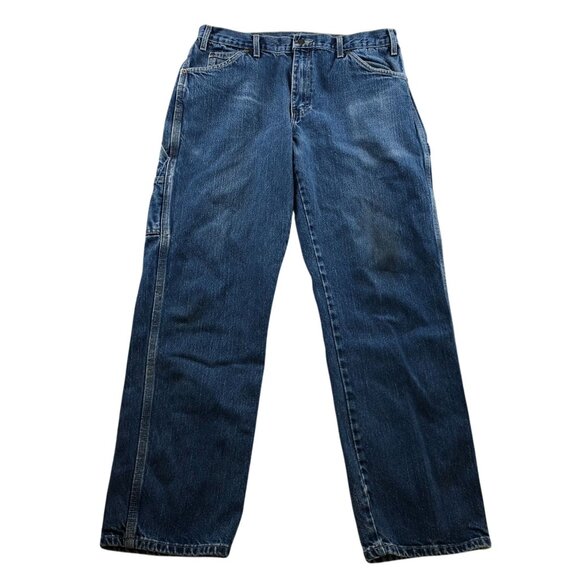 Dickies Mens Work Jeans Size 34x32 Relaxed Fit Blue Denim Straight Casual - Picture 1 of 13